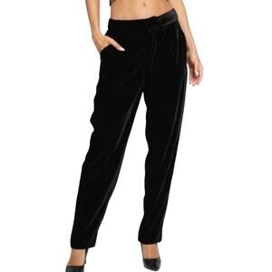 Know One Cares Black Velvet Pants Cocktail Holiday Suit High Rise Straight S NWT